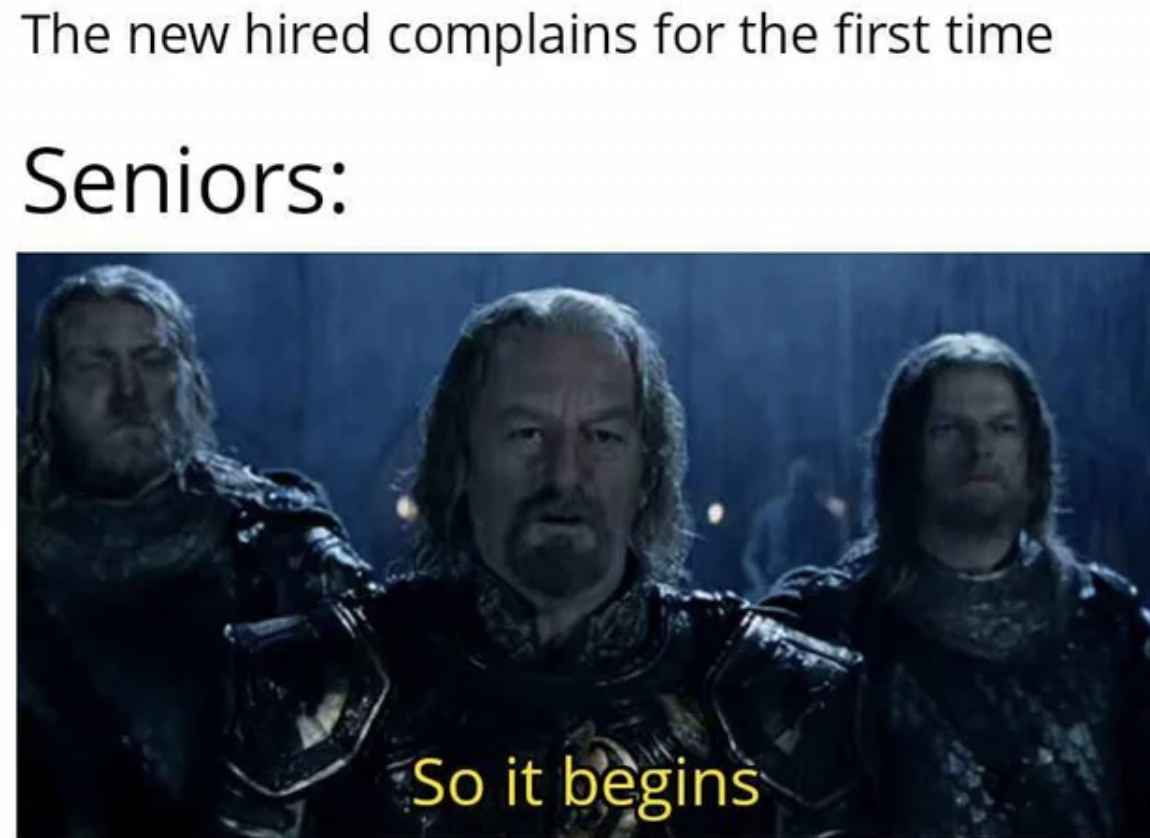 two towers so it begins - The new hired complains for the first time Seniors So it begins