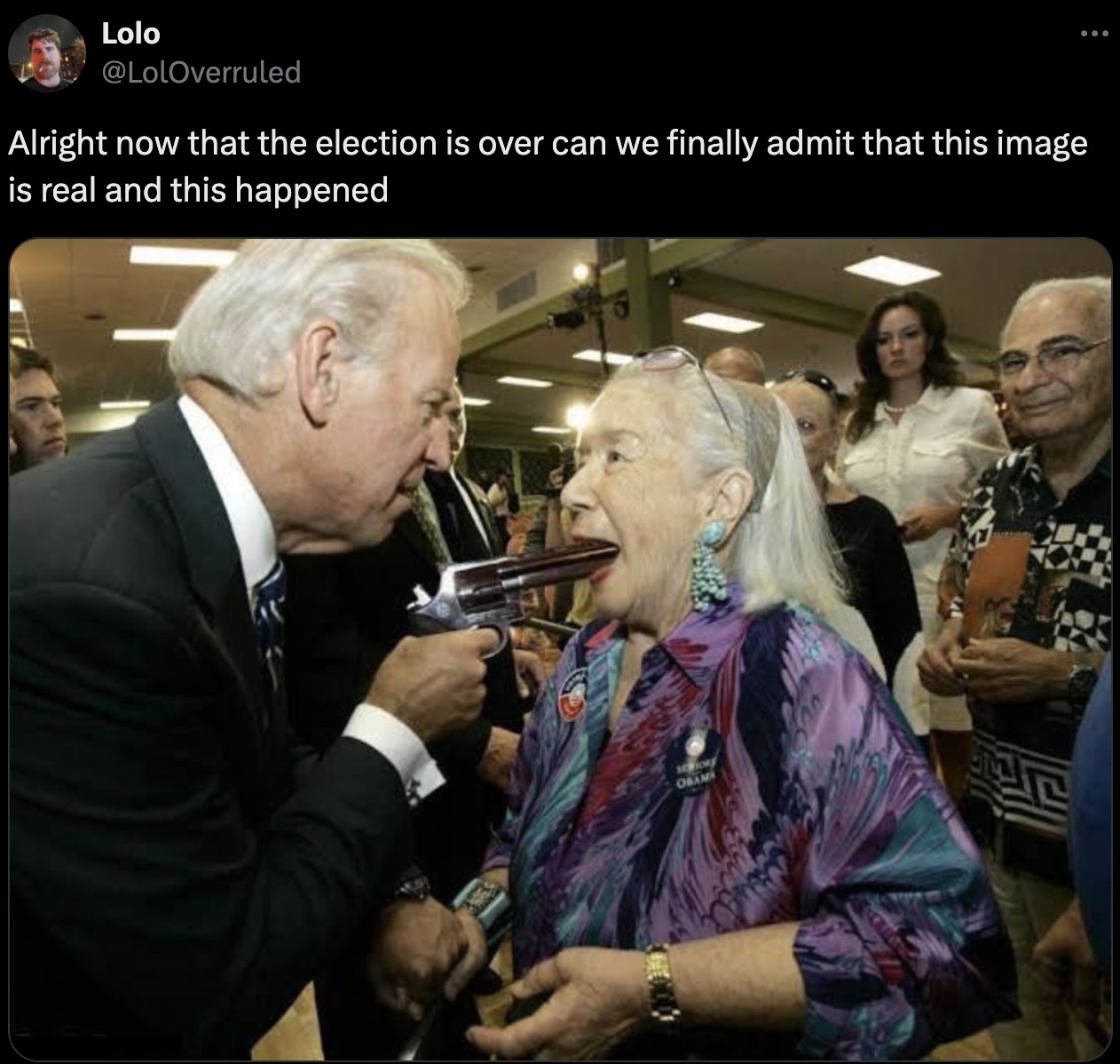 Joe Biden - Lolo Alright now that the election is over can we finally admit that this image is real and this happened Obama