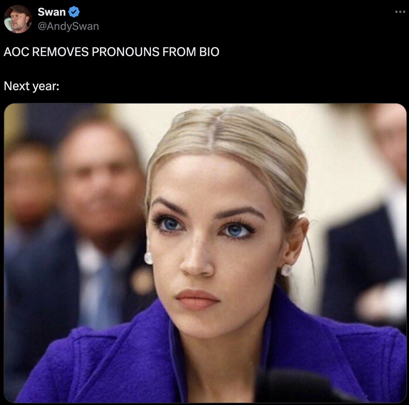 aoc blonde hair blue eyes - Swan Aoc Removes Pronouns From Bio Next year