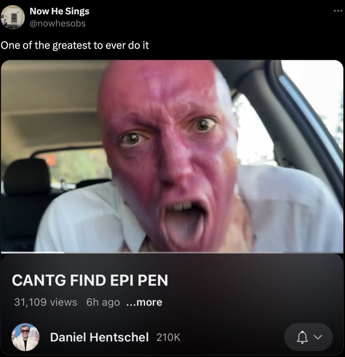 photo caption - Now He Sings One of the greatest to ever do it Cantg Find Epi Pen 31,109 views 6h ago ...more Daniel Hentschel ...