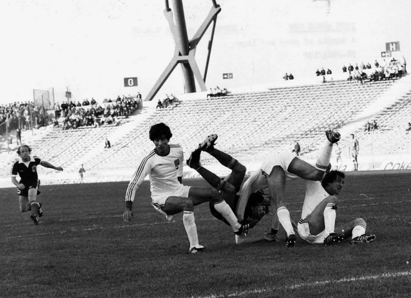 1978 World Cup: A crowd of 7,938 show up in Cordoba, Argentina to watch Iran (in white) play Scotland.