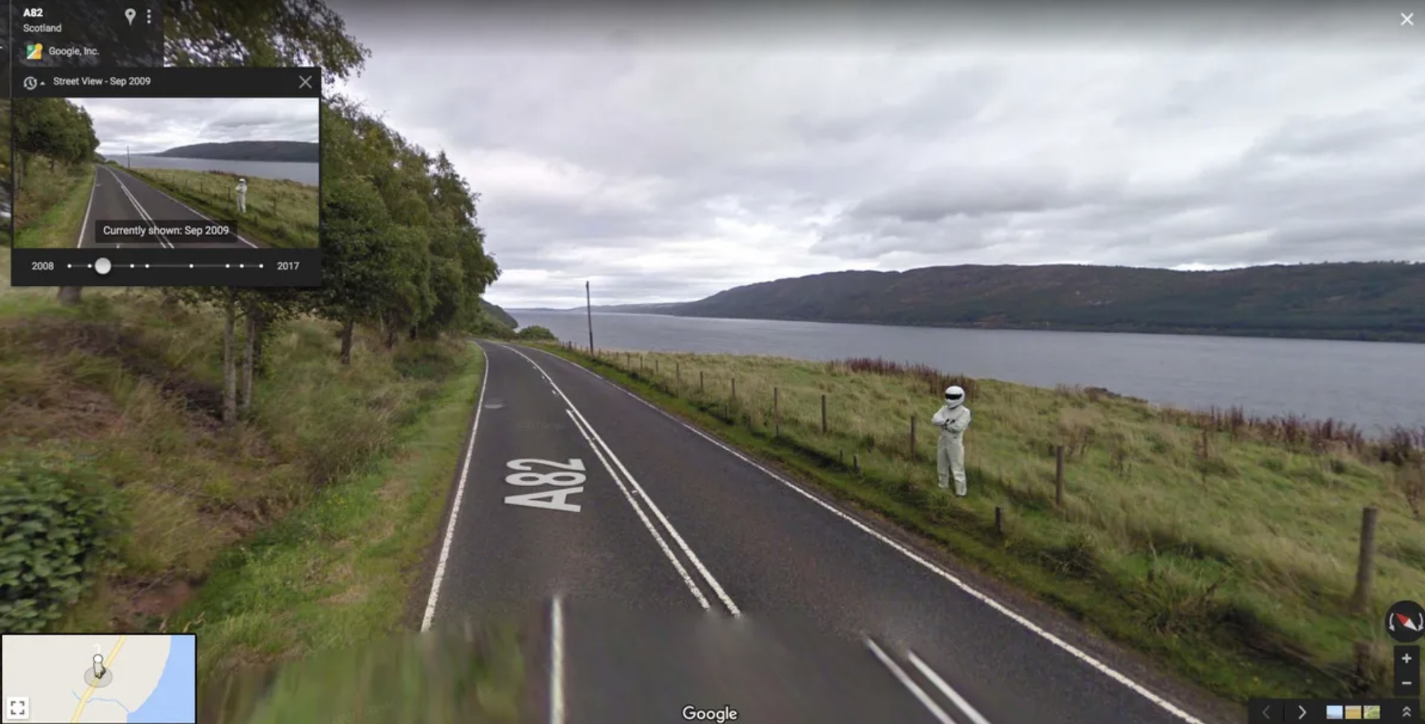 highway - A82 Scotland Google, Inc. Street View 2008 Currently shown 2017 A82 Google 23