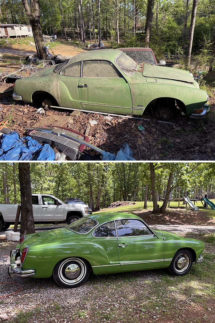 A 1972 Ghia that had been sitting under a tree for five years.