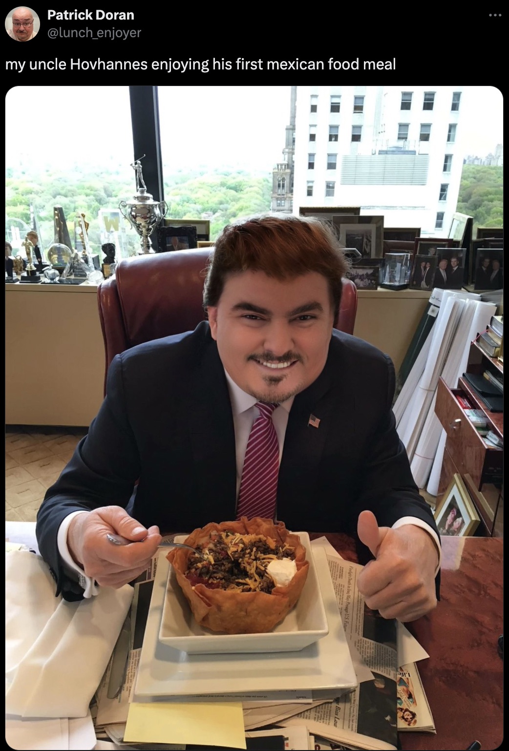 trump taco bowl - Patrick Doran my uncle Hovhannes enjoying his first mexican food meal Freight Death in Iraq May Presage Us. Future J'