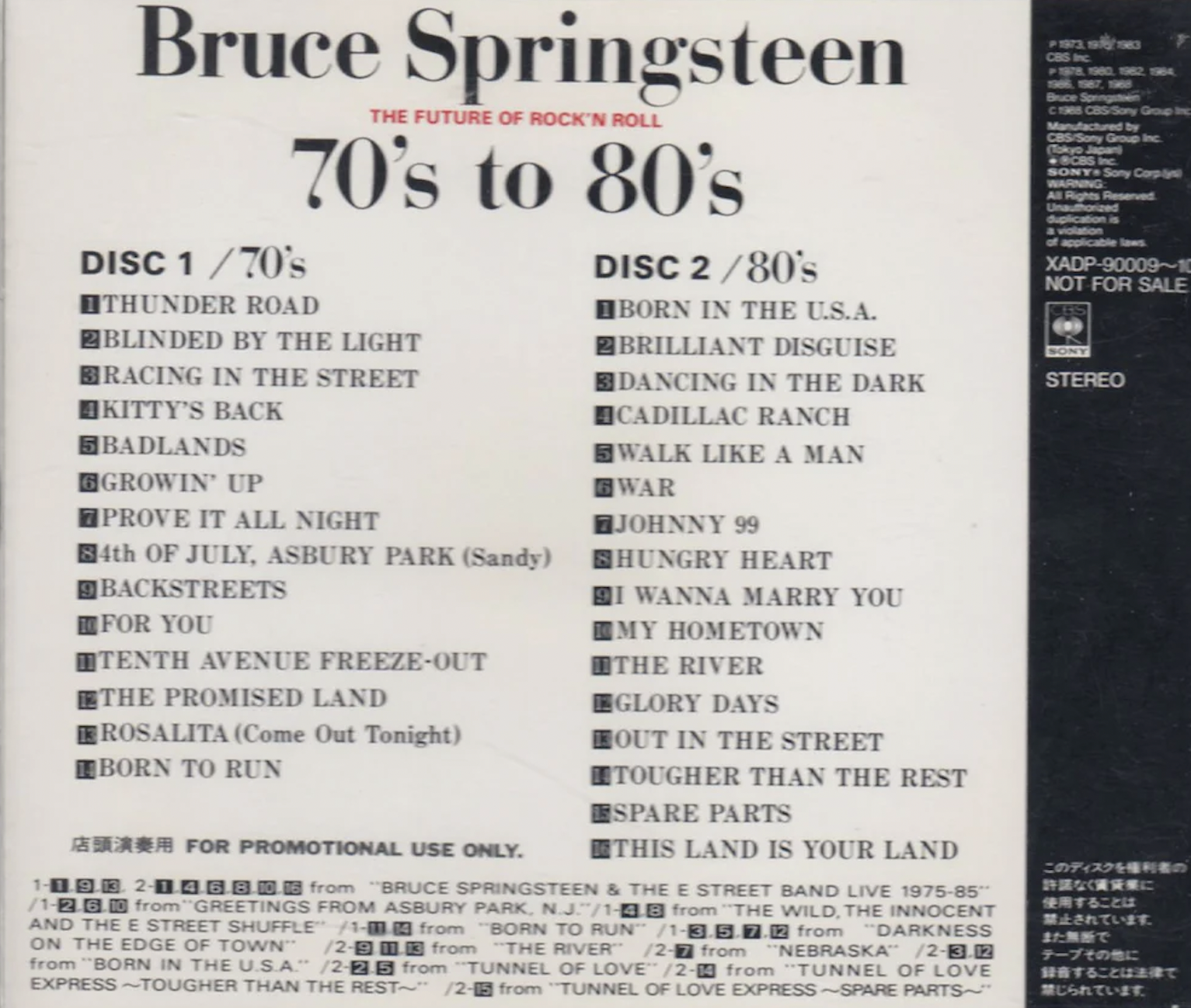 bruce springsteen future of rock and roll cd - Bruce Springsteen The Future Of Rock'N Roll 70's to 80's Disc 170's Thunder Road Blinded By The Light Bracing In The Street Kitty'S Back Badlands Growin Up Prove It All Night 4th Of July, Asbury Park Sandy Ba