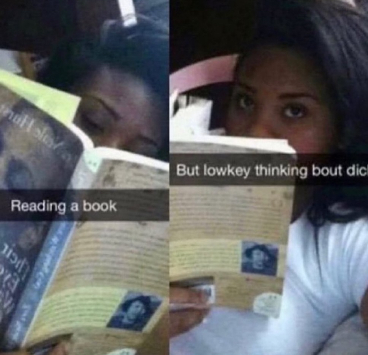 relationship memes and tweets - reading thinking about dick - But lowkey thinking bout dick Reading a book 32 Picil