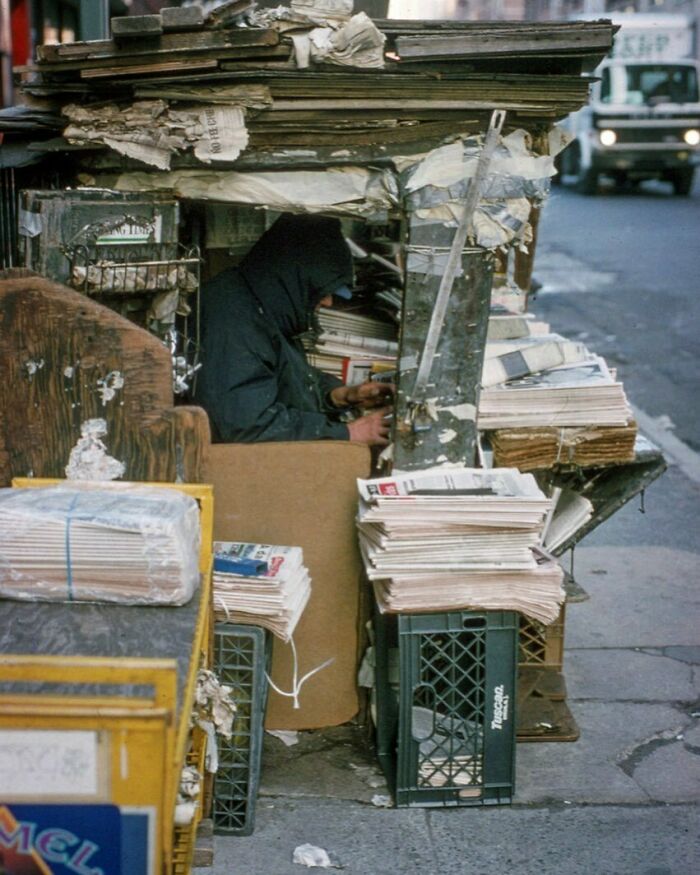 A Newsstand worker in 1994.