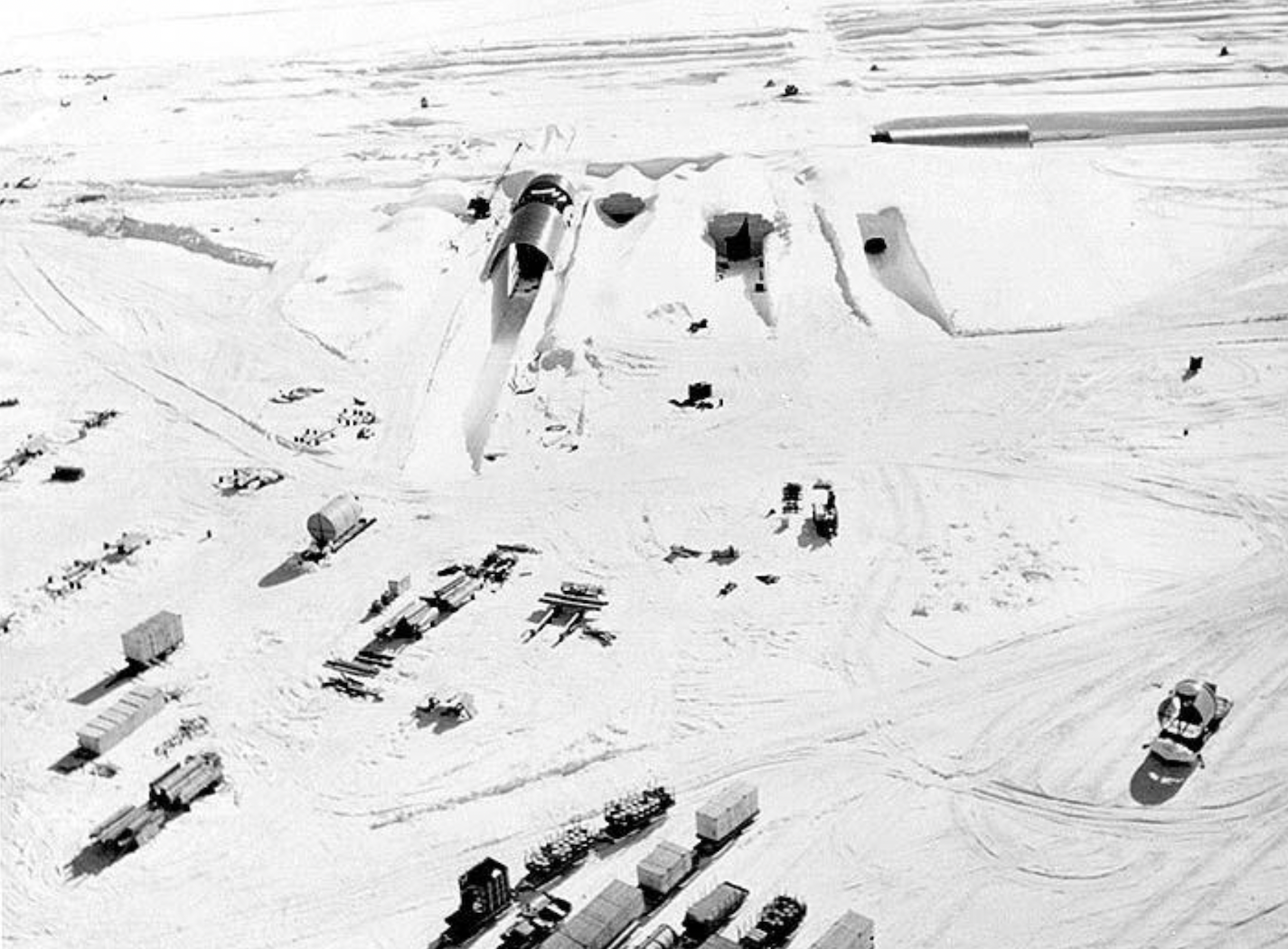 In 1959, the United States decided it needed a new, foolproof way to deliver nuclear missiles, if necessary. The answer was “Operation Iceworm,” an underground city of 2,100 silos connected by rail car underneath 52,000 square miles of arctic Greenland. <br><br>Publicly the facility was a “nuclear-powered Arctic research center,” Camp century, but logistically it was a way to spread out nuclear silos and missiles across such a wide space that no realistic attack could wipe them all out. A Danish Parliament investigation in 1997 brought the project to public light. 