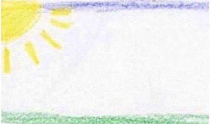 Drawing the sun in the corner of the paper.