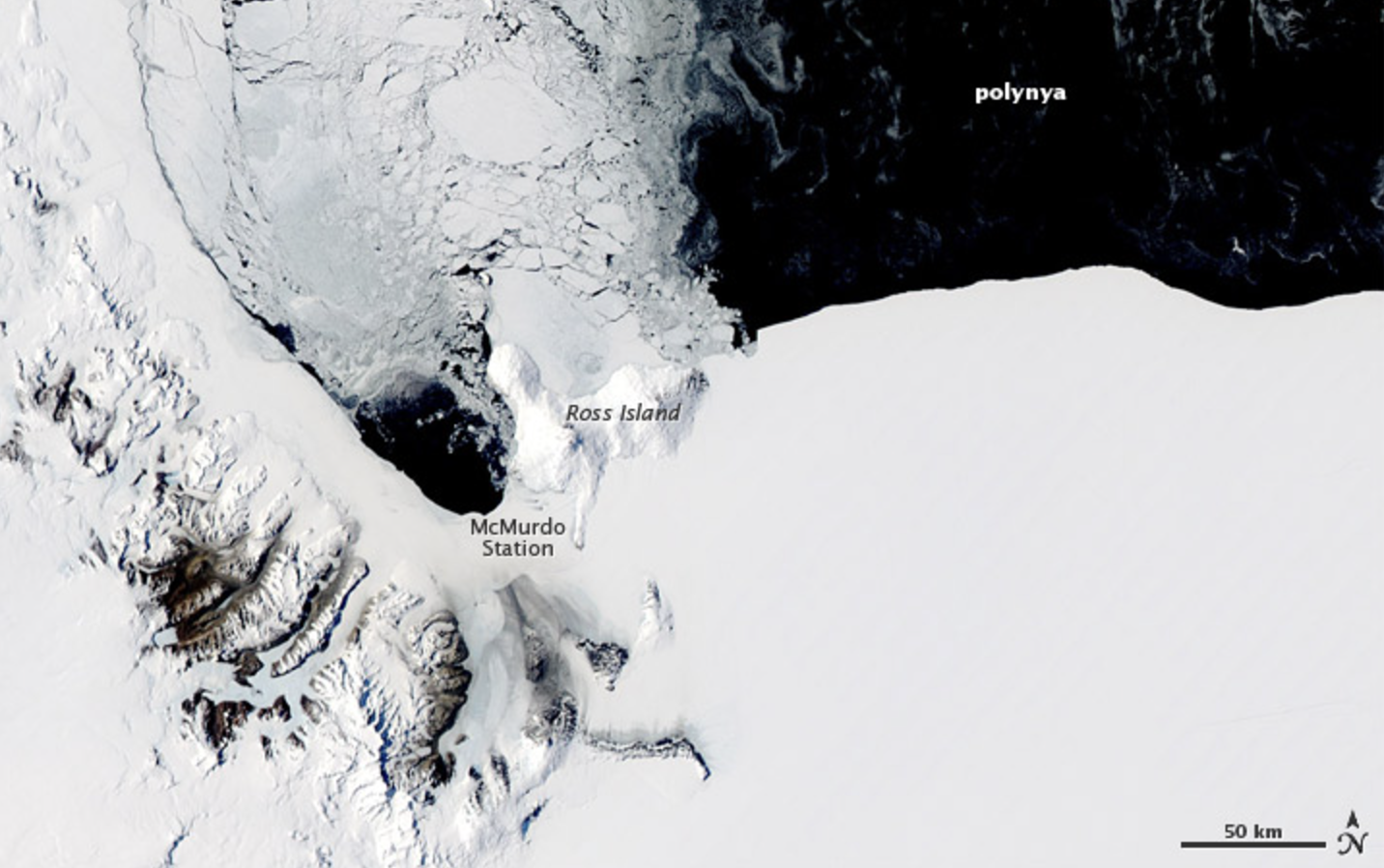 McMurdo Station Ross Island polynya 50 km