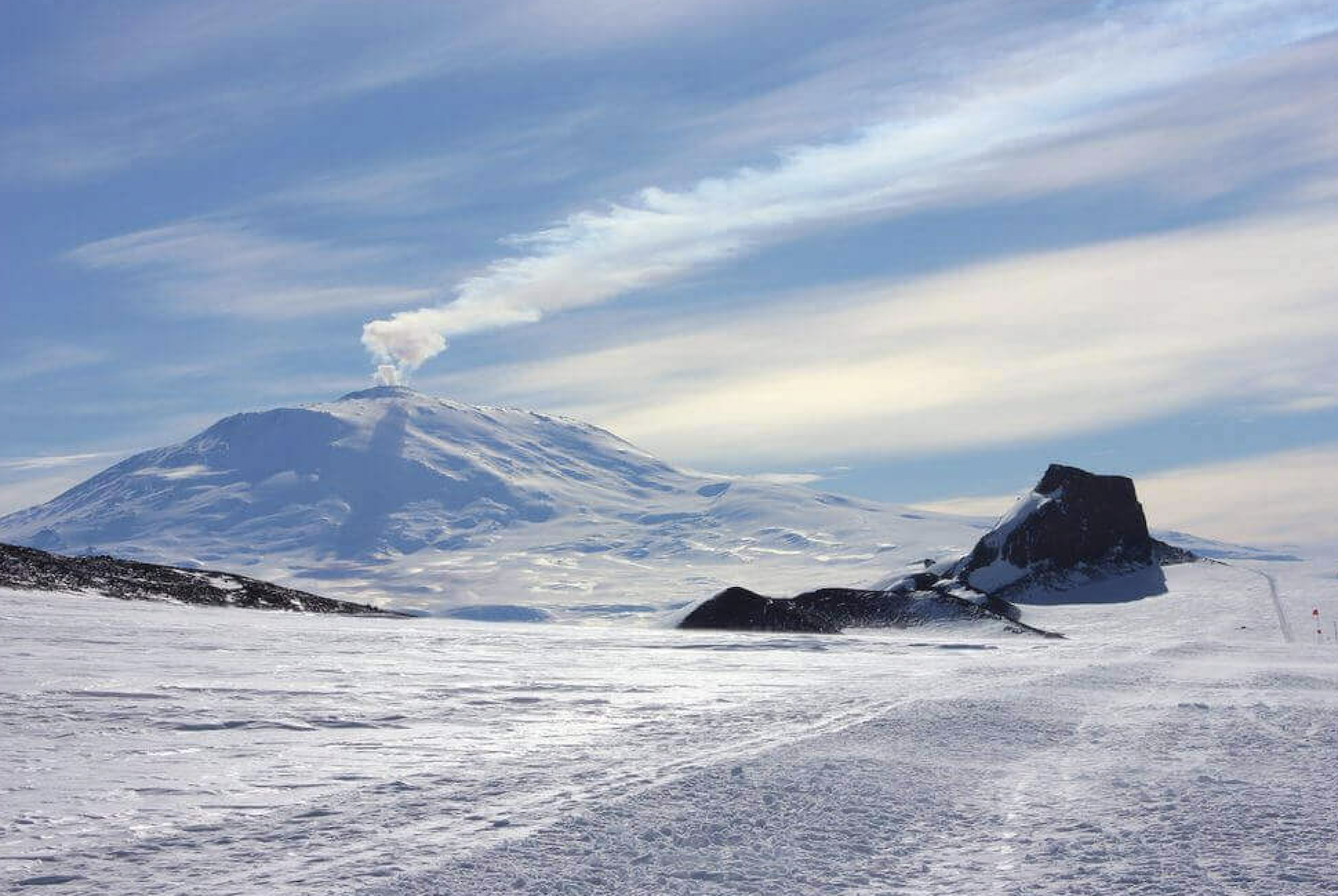 Mount Erebus is the world’s most remote active volcano, and due to the extreme conditions around it, scientists have struggled to visit it more than a handful of times. The peak contains organisms living off the volcano’s thermal activity, which are said to be the most unique organisms in the world. 