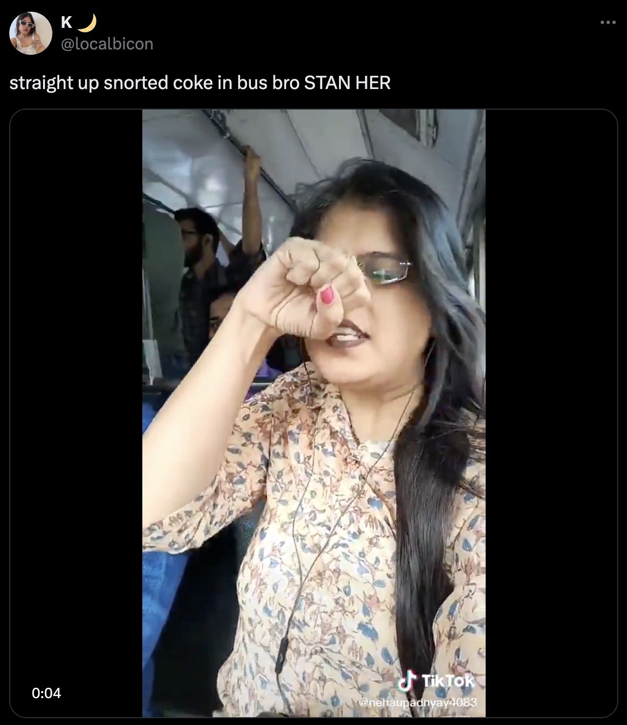 girl - K straight up snorted coke in bus bro Stan Her TikTok