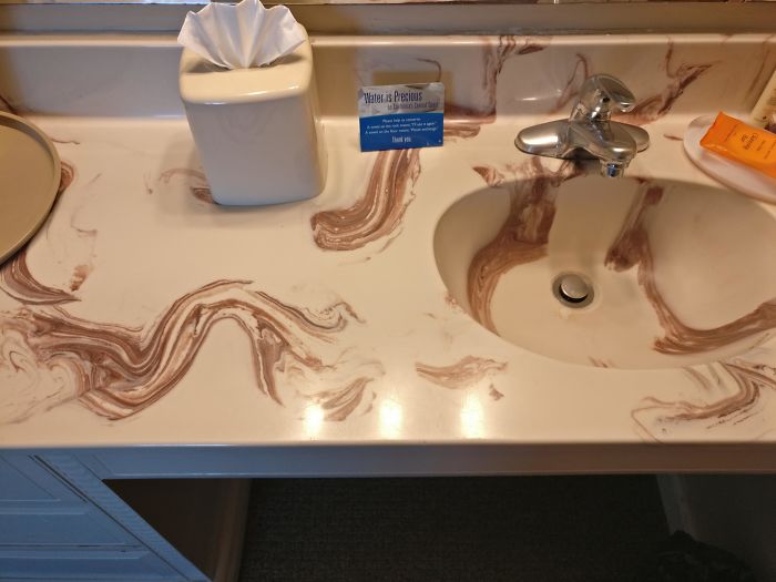 The pattern of this counter top looks like someone smeared #2 all over the place.