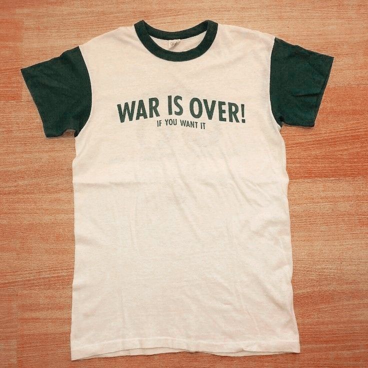 Another John Lennon classic, this shirt was made to promote the single Happy Xmas (War Is Over) by John Lennon and the Plastic Ono Band in 1971. Original versions have sold for multiple thousands of dollars. 