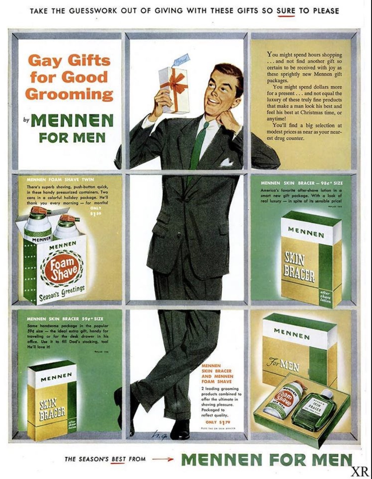 vintage christmas ads gay - Take The Guesswork Out Of Giving With These Gifts So Sure To Please Gay Gifts for Good Grooming Mennen For Men You might spend been shopping You might spend doll that make You f Mennen Foam Shave Sea Gresting Mennen Shin Bracer