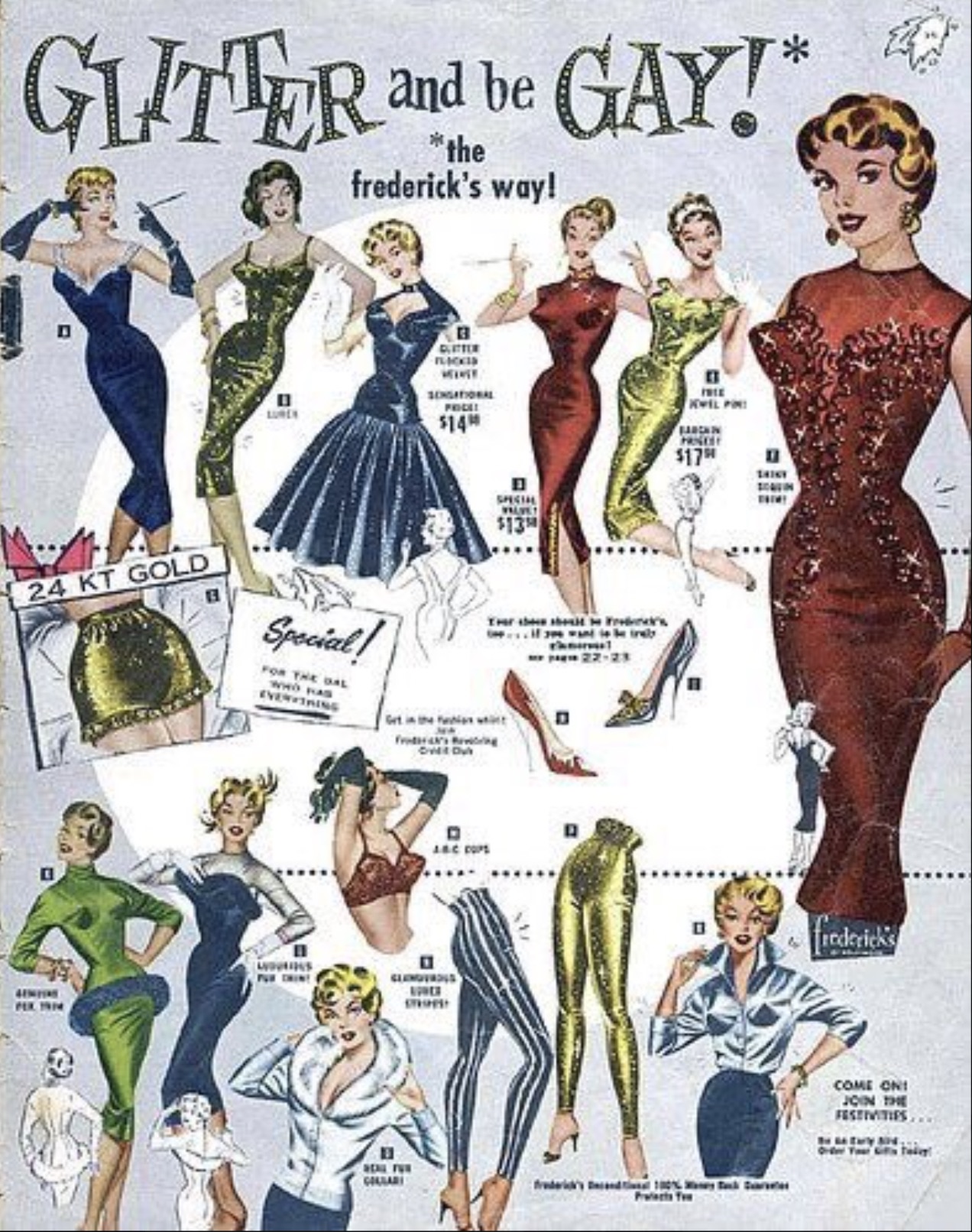 fredericks of hollywood dresses - Glitter and be Gay! "the frederick's way! 24 Kt Gold Special! $14 113 $17 On The