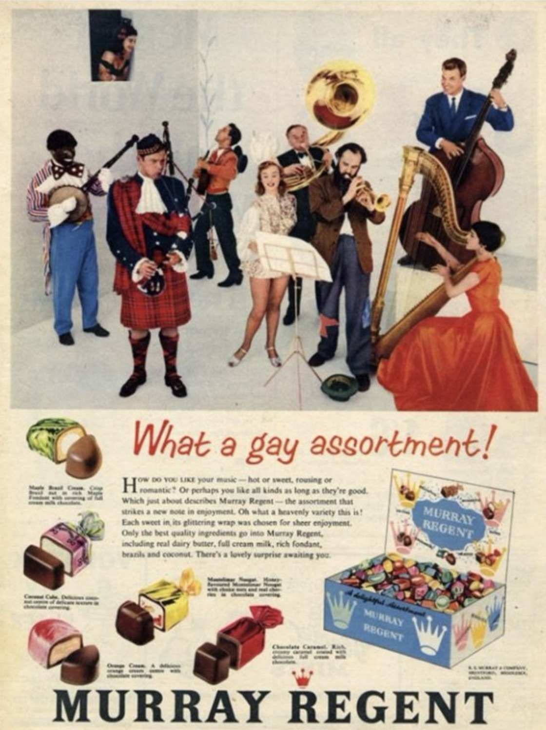 poster - Convent Cale What a gay assortment! Do You your musichot or sweet, rousing or Homantic? Or perhaps you all kinds as long as they're good. Which just about describes Murray Regentthe assortment that strikes a new note in enjoyment. Oh what a heave