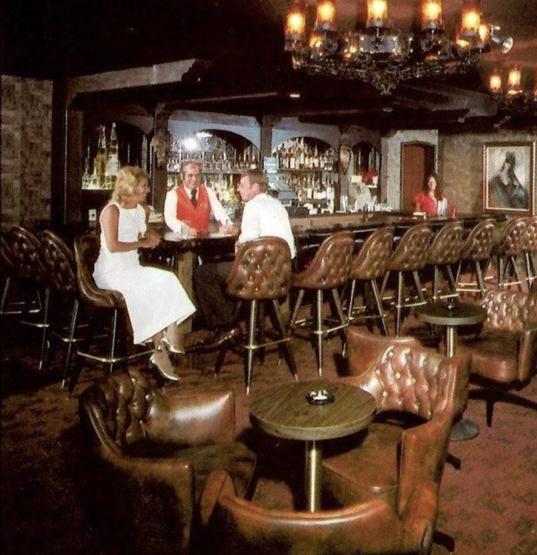 A promotional photo for the Cocktail Lounge of the Howard Johnson Hotel, Las Vegas, Nevada, 1974.