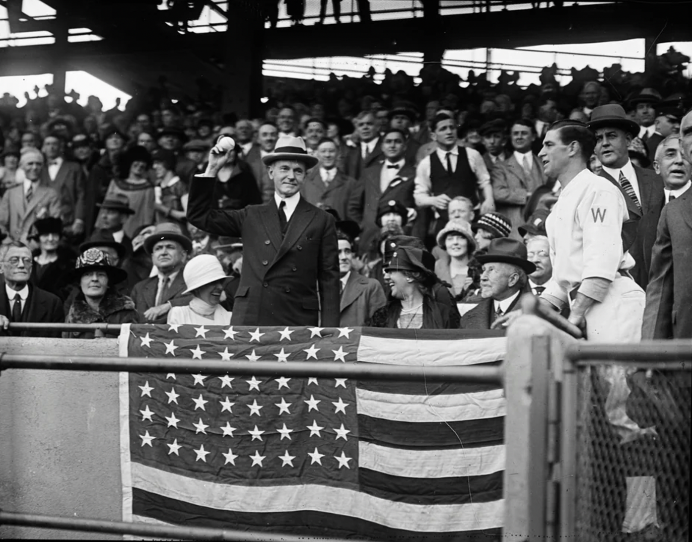 calvin coolidge baseball game - W