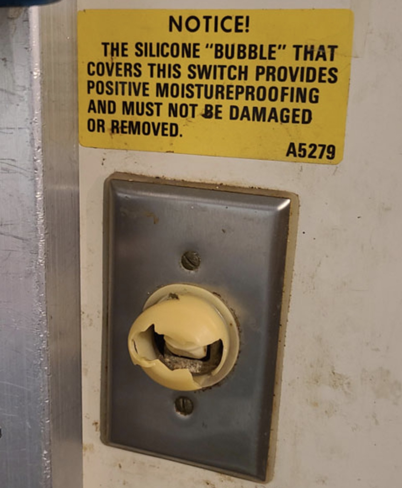 toilet - Notice! The Silicone "Bubble" That Covers This Switch Provides Positive Moistureproofing And Must Not Be Damaged Or Removed. A5279