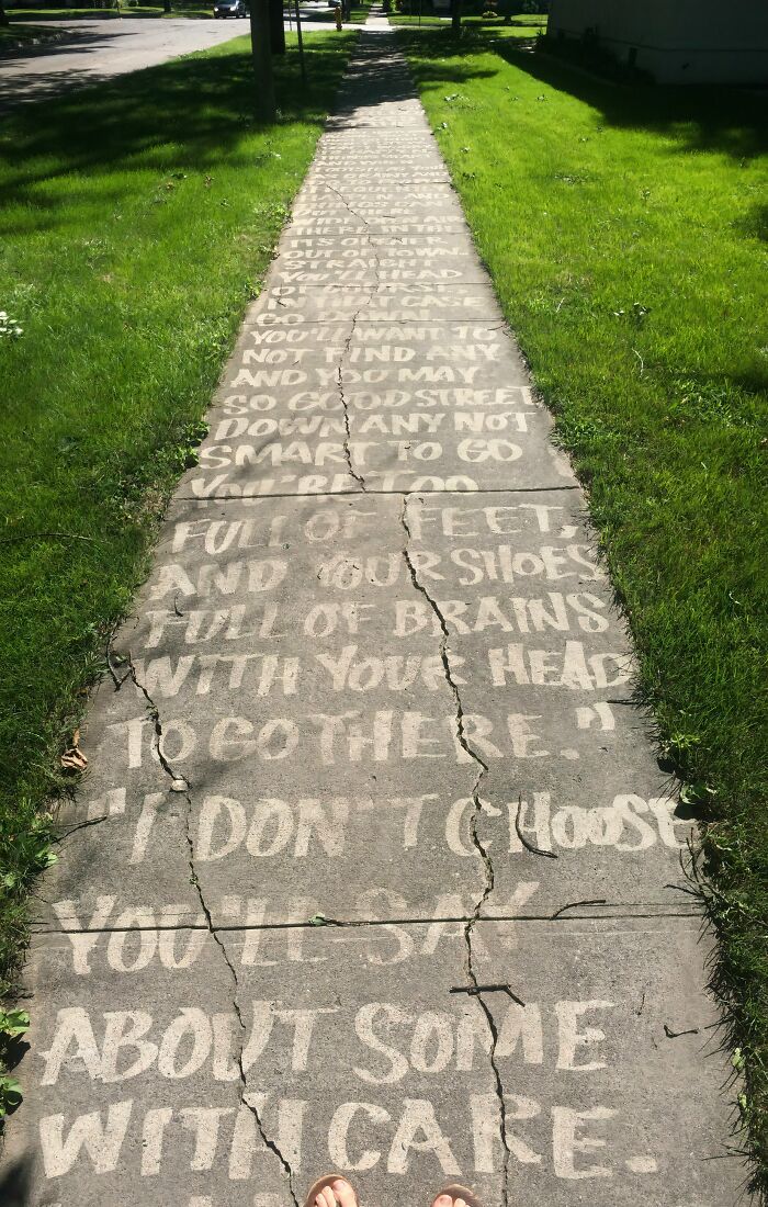 Someone pressured washed an entire Dr. Suess book onto the sidewalk.