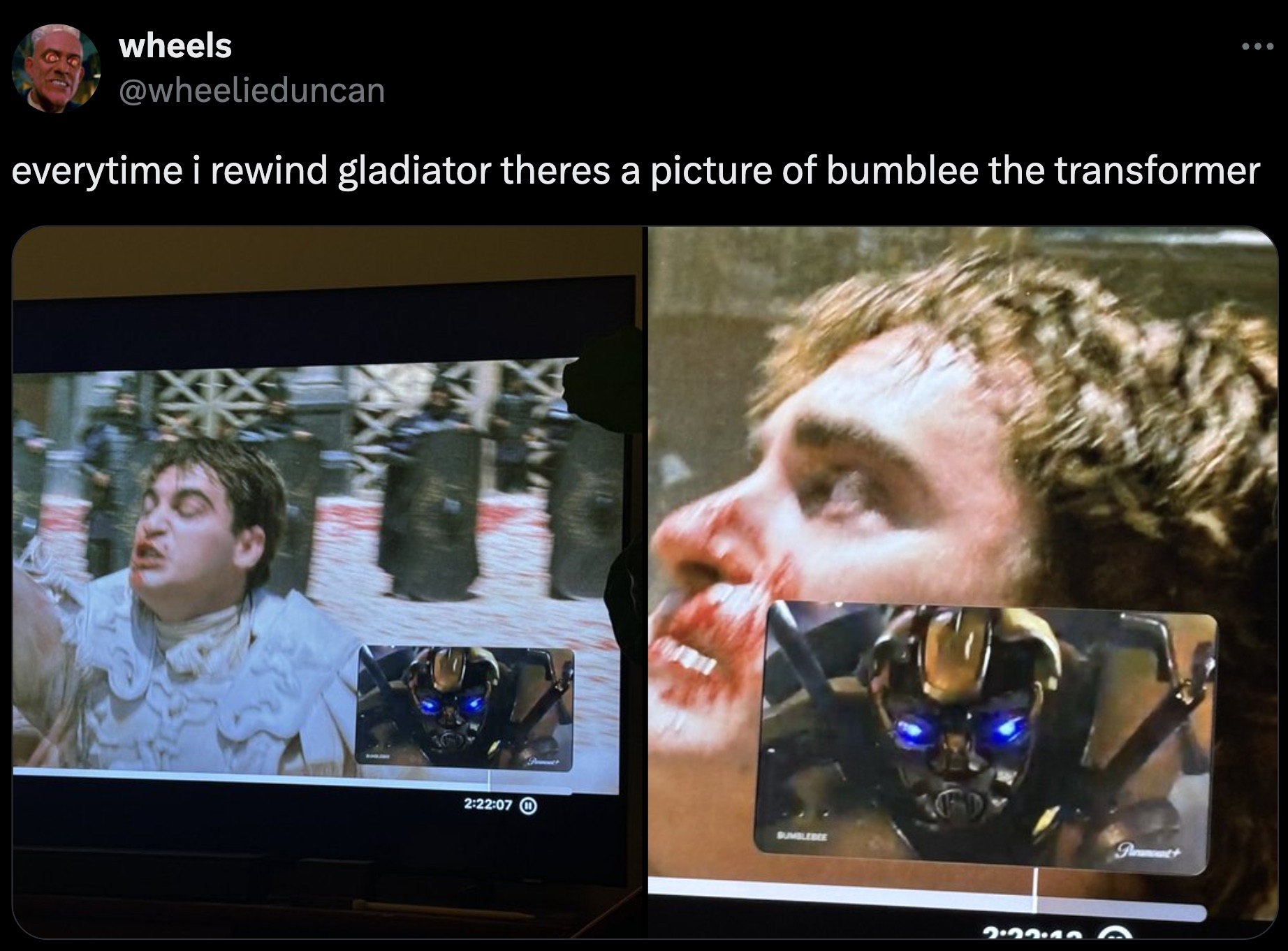 cable television - wheels everytime i rewind gladiator theres a picture of bumblee the transformer 07 D Bumblebee 2.32.10