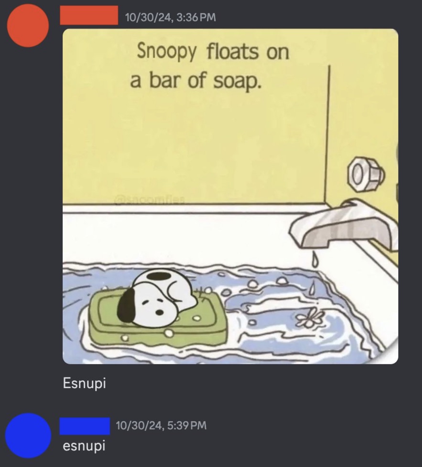 snoopy floats on a bar of soap - Esnupi esnupi 103024, Snoopy floats on a bar of soap. 103024,