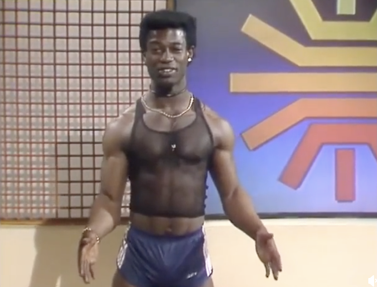 ‘80s video instructor on a talk show. 