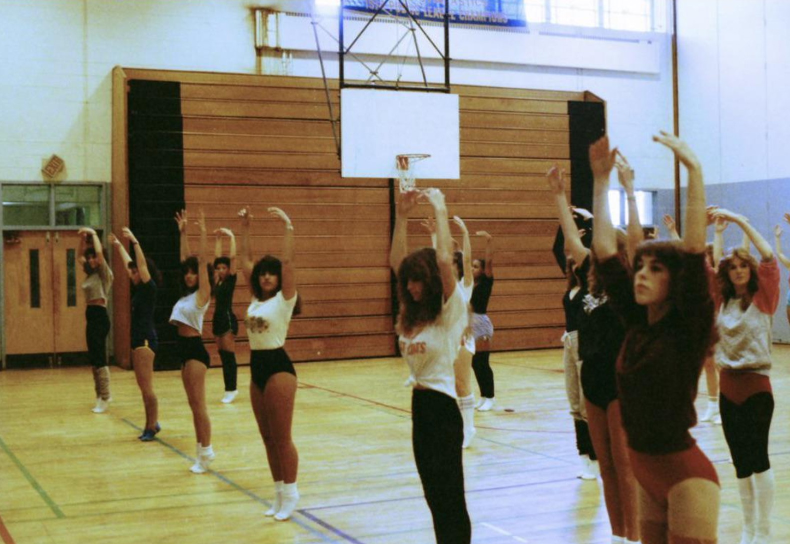 1980s high school gym class.