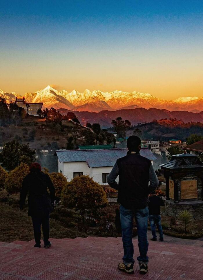 This sunset across the Himalayan Mountains is incredible.