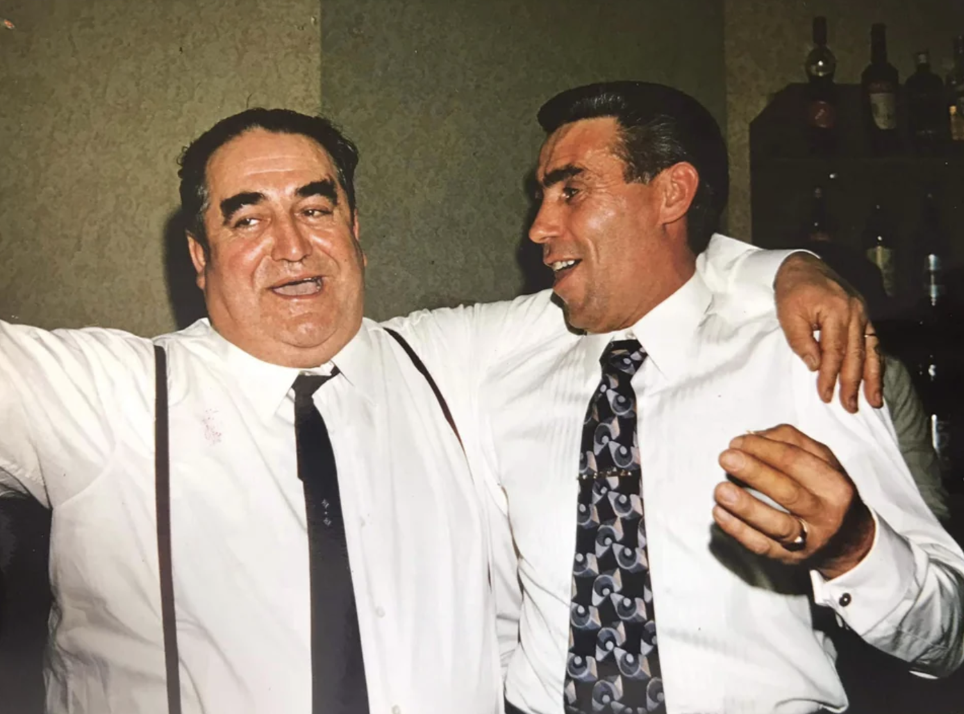 “My great-grandfathers celebrating my grandparents' wedding, 1970.”