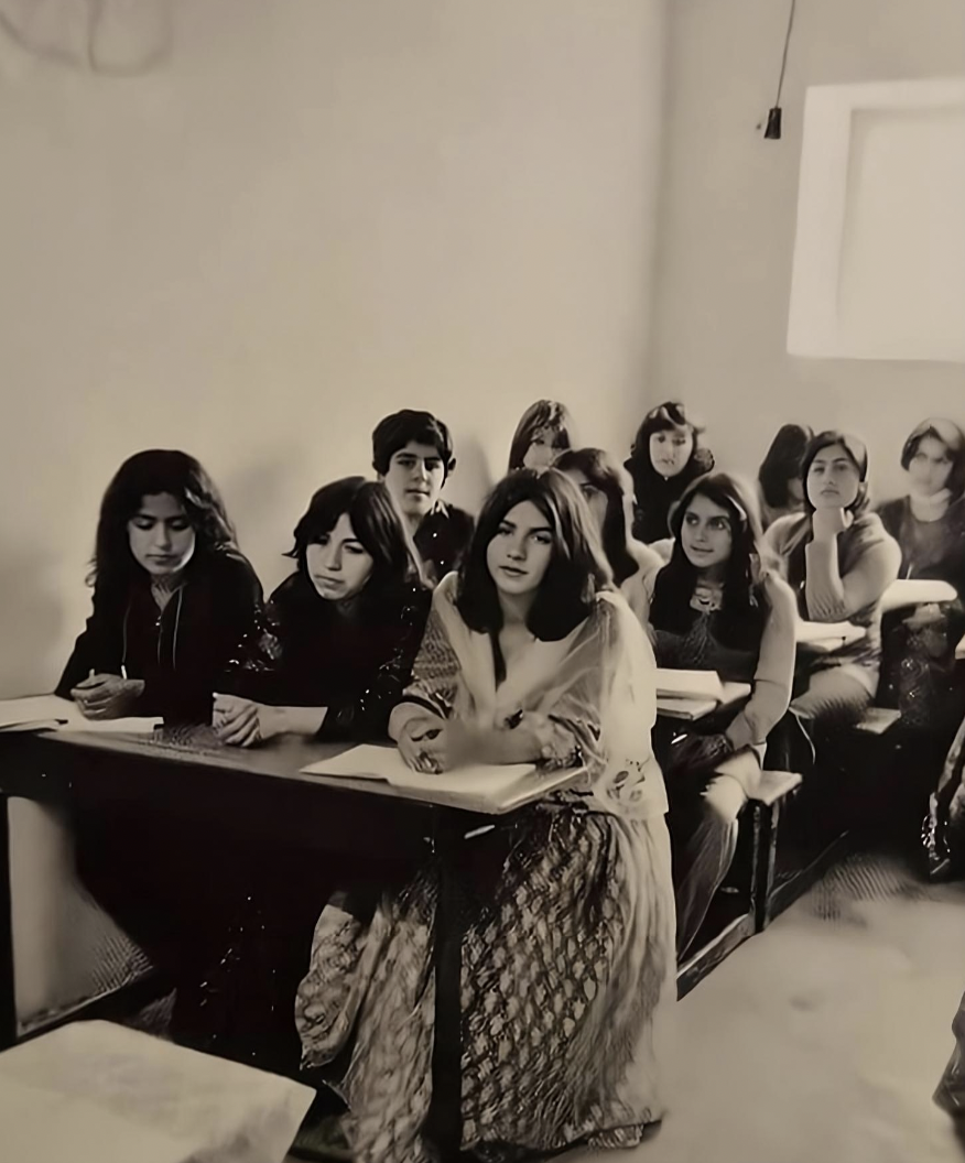 Secondary school students in rural Iran, 1970.