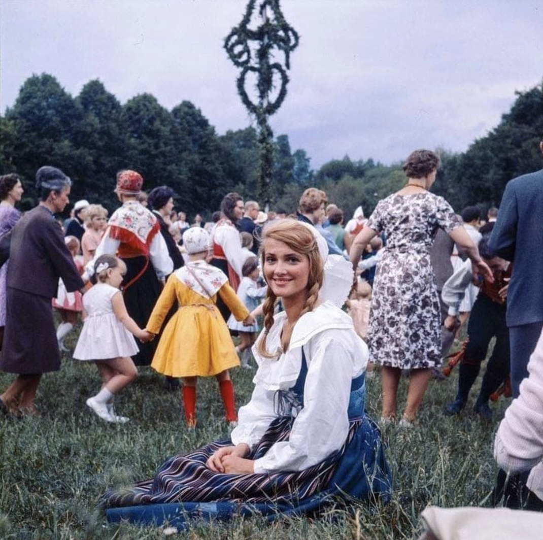 Summer solstice celebration, Stockholm, Sweden, 1970.