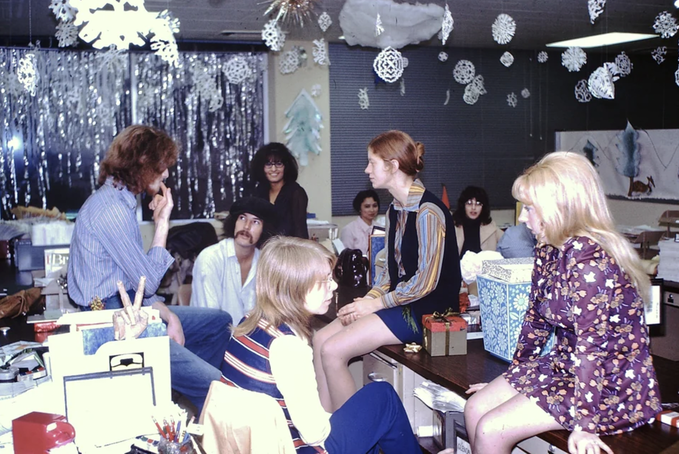 A 1970 office Christmas party.