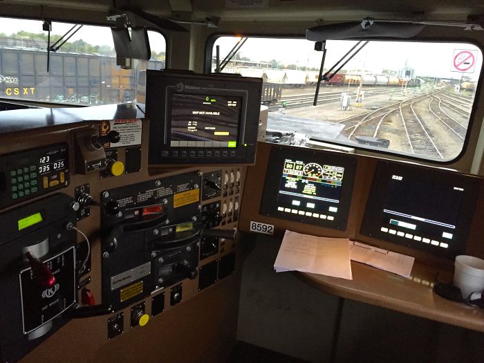 The cab of a modern Locomotive.