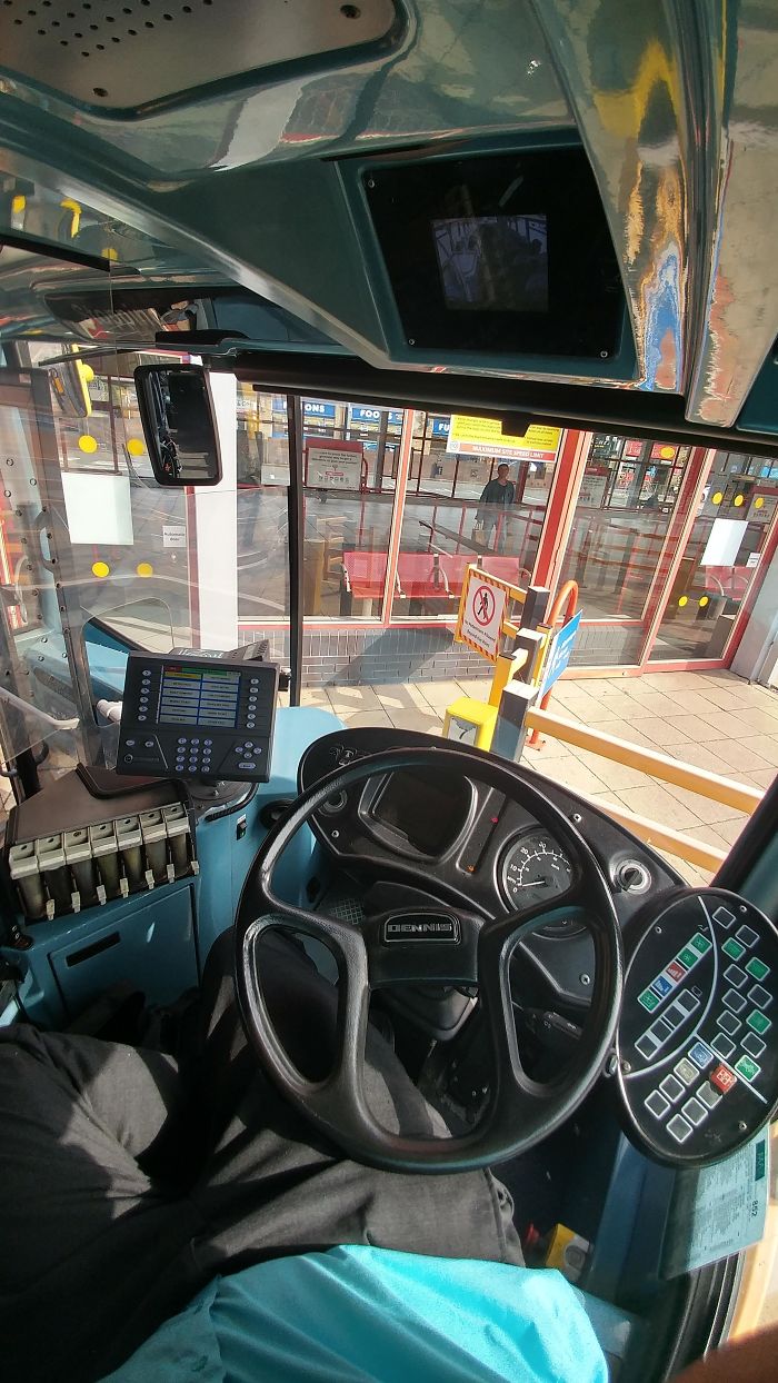 The driver's view of a UK Bus.