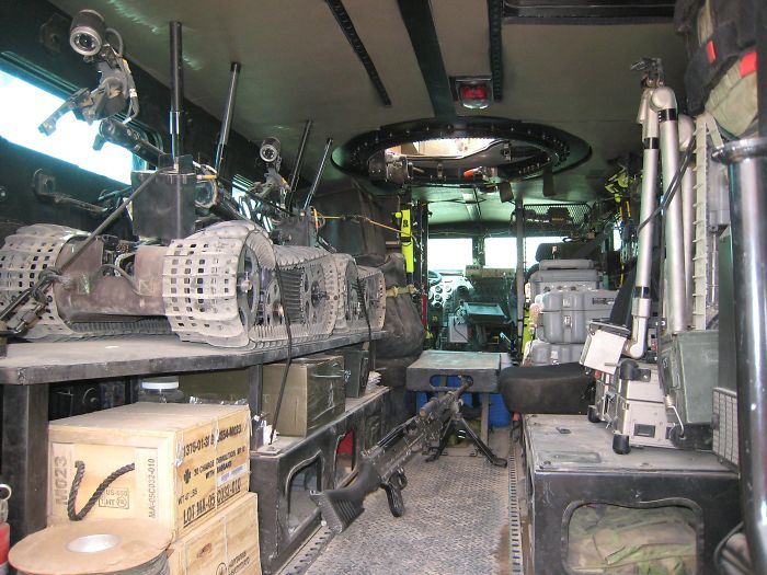 The inside of a bomb disposal / EOD truck.