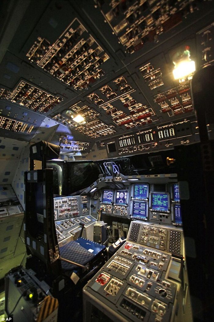 The cockpit and systems of the Space Shuttle Endeavor.