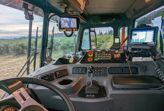 The controls of a modern trash truck.