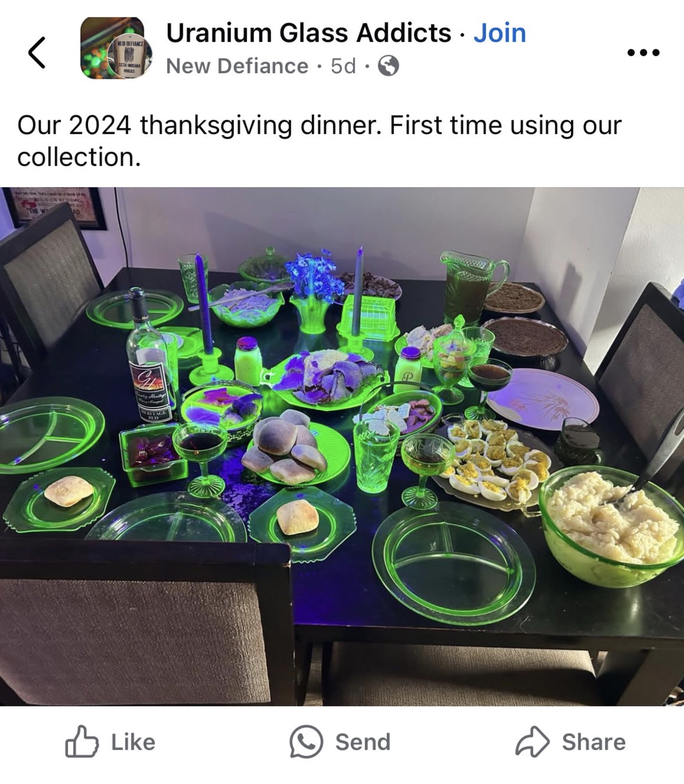 magiritsa - Uranium Glass Addicts. Join New Defiance 5d Our 2024 thanksgiving dinner. First time using our collection. Send ...