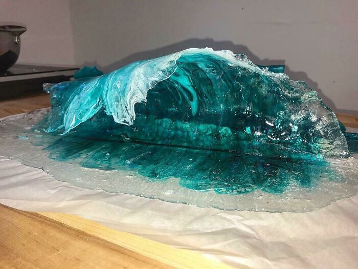 An ocean wave made out of sugar.