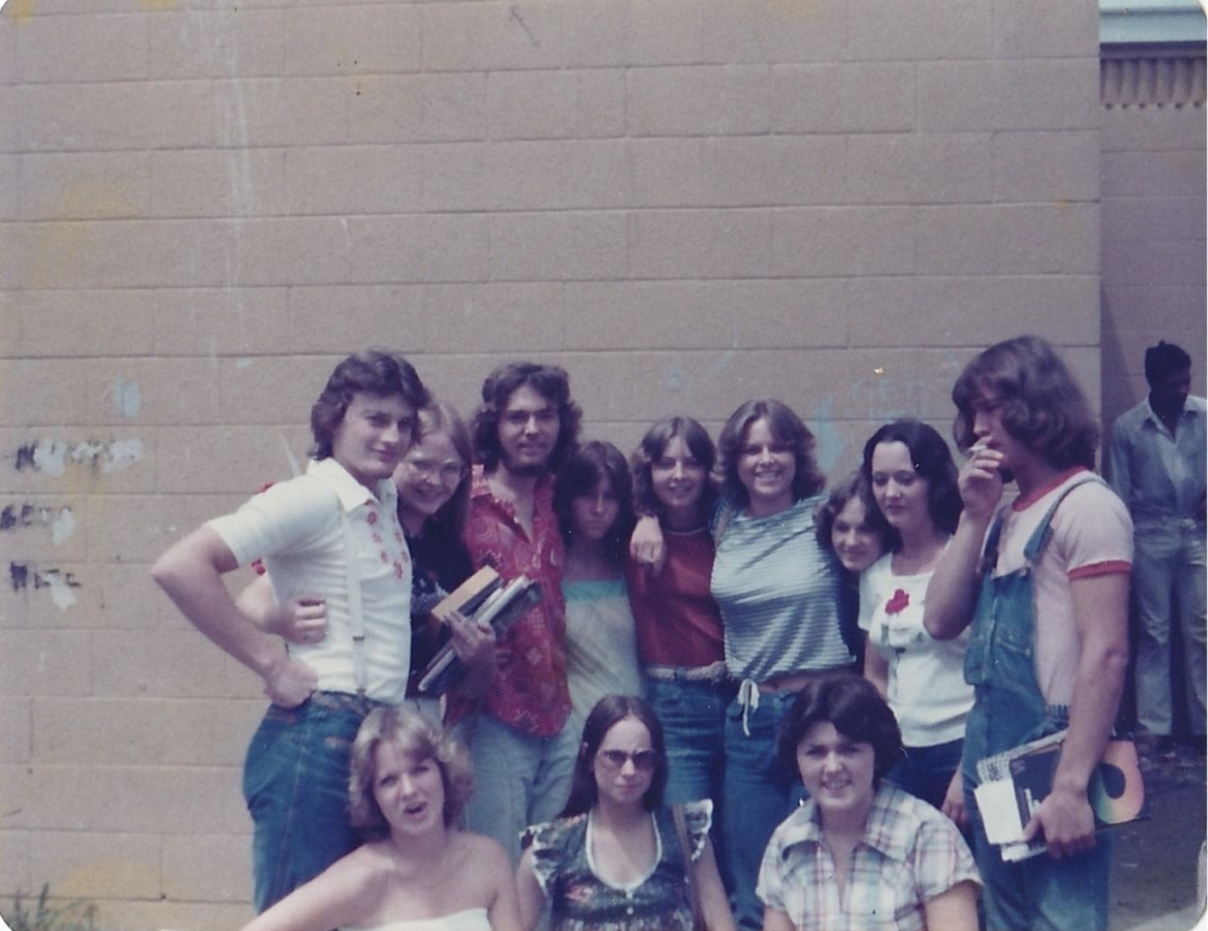 Smoking area of Hart County High School in Munfordville KY, 1977.