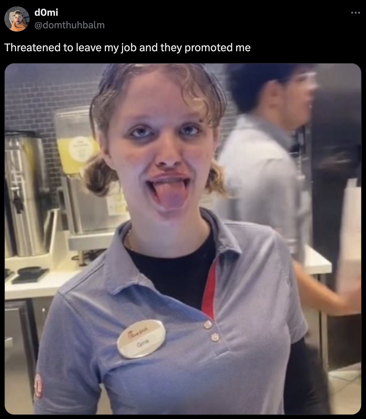 chick fil a sauce meme girl - domi Threatened to leave my job and they promoted me Gina ...