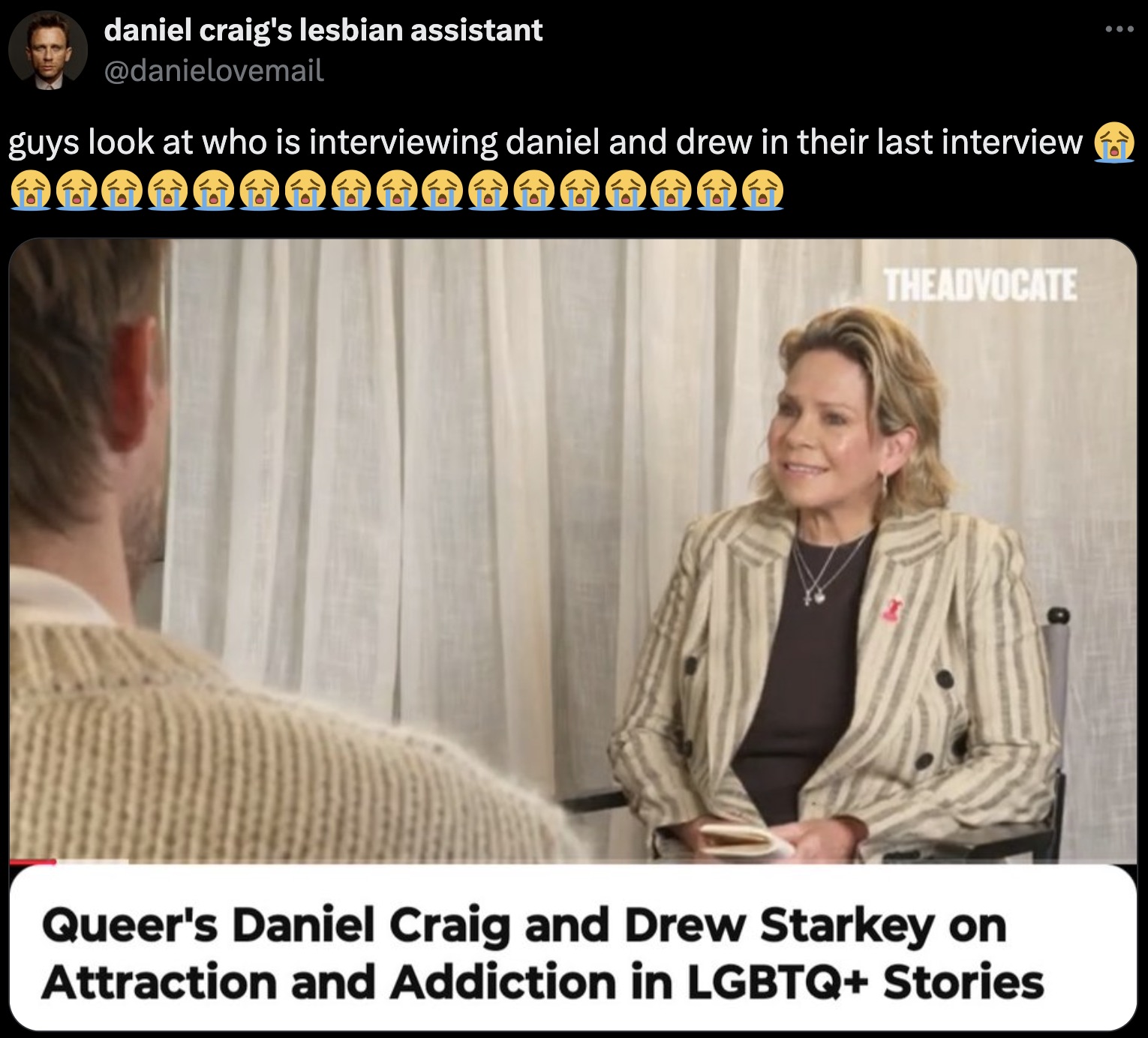 photo caption - daniel craig's lesbian assistant guys look at who is interviewing daniel and drew in their last interview Theadvocate Queer's Daniel Craig and Drew Starkey on Attraction and Addiction in Lgbtq Stories