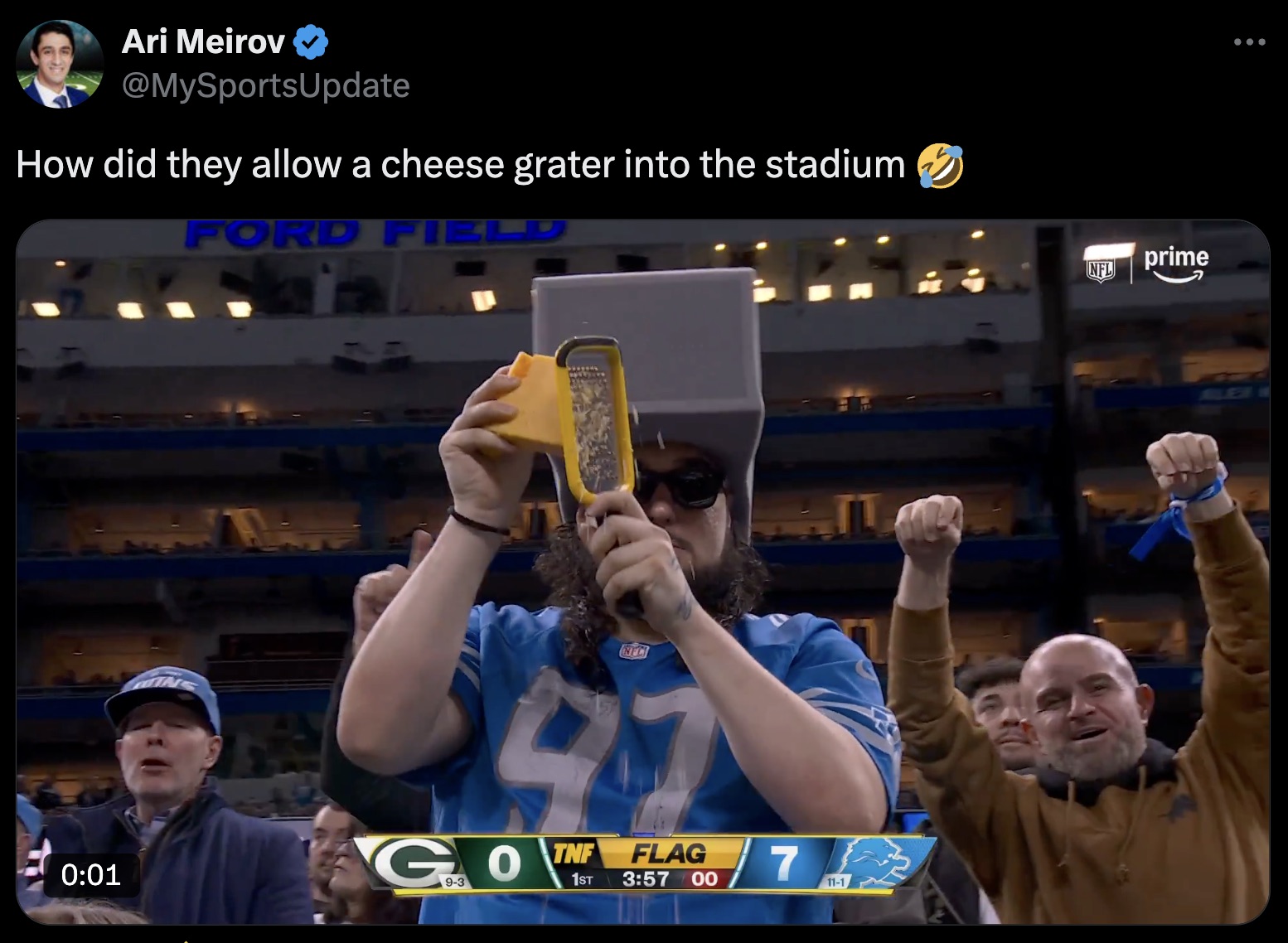 fan - Ari Meirov How did they allow a cheese grater into the stadium Ford Fi Gon 93 Flag 1ST 00 7 111 prime Nfl 2 Alex 1