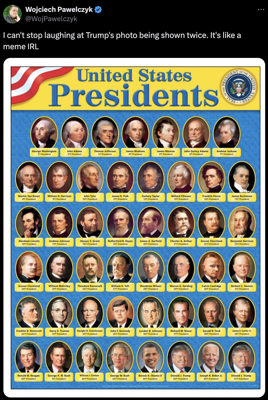 chart president of the us - Wojciech Pawelczyk I can't stop laughing at Trump's photo being shown twice. It's a meme Irl United States Presidents Goooooo Q0C00000 00000000