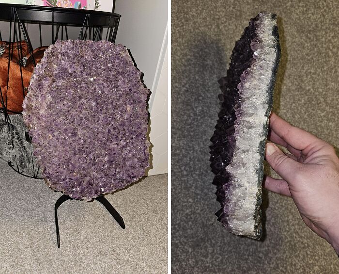 "My sister loved everything crystals, gems, and rocks. Got this absolute unit sized piece of amethyst when she passed away."