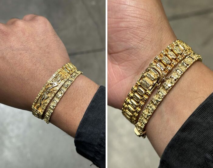 "This 24K gold bracelet that weighs roughly 40 grams, worth roughly $3500".