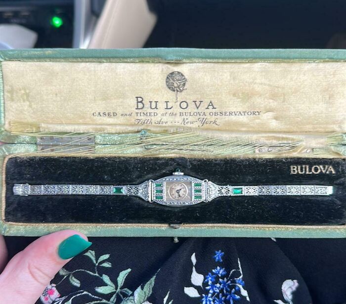 "This Bulova watch I received that was handed down from my Great Grandmother to my Mom."