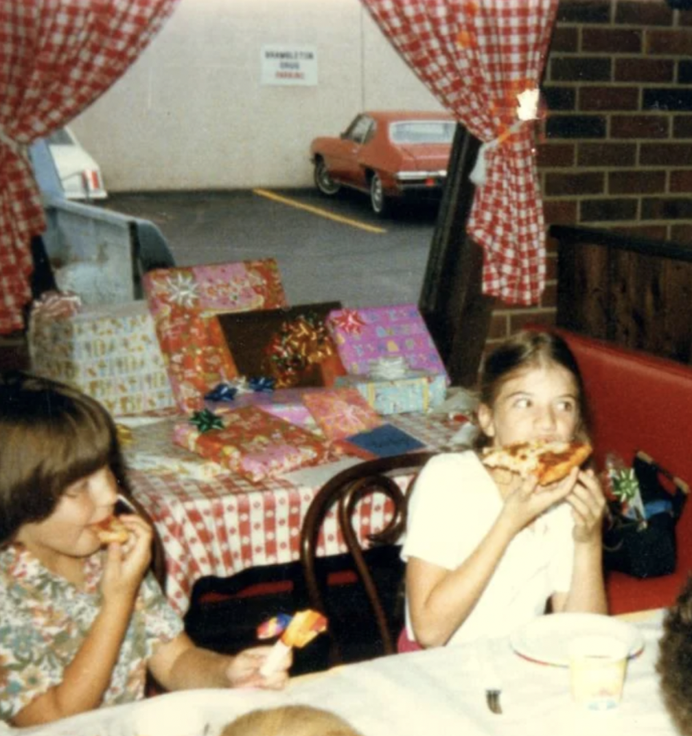 Chowing down at the Hut. 